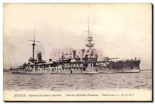 Cartes postales Bateau Justice Cuirasse d'escadre a tourelles