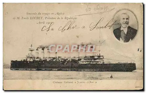 Cartes postales Bateau Souvenir du voyage en Algerie de M Emile Loubet President de la Republique Avril 1903