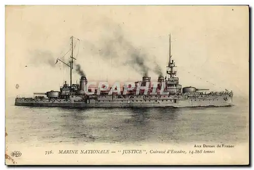 Cartes postales Bateau Justice Cuirasse d'escadre