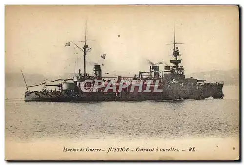 Cartes postales Bateau Justice Cuirasse a tourelles