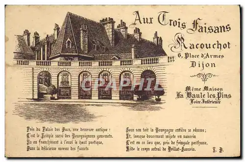Cartes postales Cuisine Aux Trois Faisans Racouchot Place d&#39armes Dijon Restaurant
