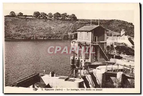 Cartes postales Electricite Eguzon Le barrage rive droite en amont