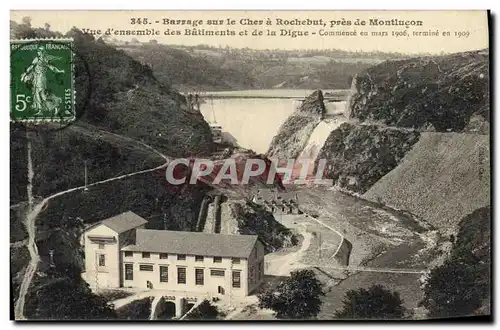 Cartes postales Electricite Barrage sur le Cher a Rochebut pres de Montlucon Vue d&#39ensemble des batiments et