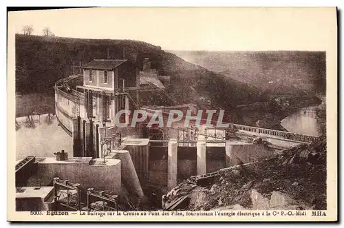 Ansichtskarte AK Electricite Eguzon Le barrage sur la Creuse au pont des Piles fournissant l&#39energie electriqu