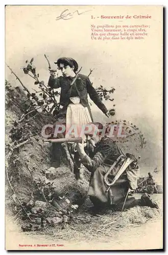 Cartes postales Fantaisie Femme Souvenir de Crimee Militaria