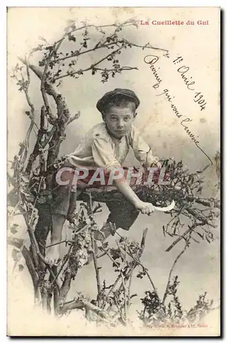 Cartes postales Fantaisie Enfant La cueillette du Gui