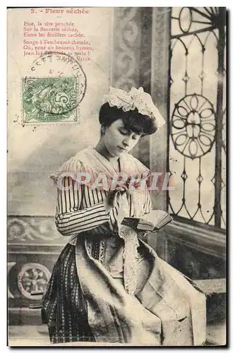 Cartes postales Fantaisie Femme Fleur sechee