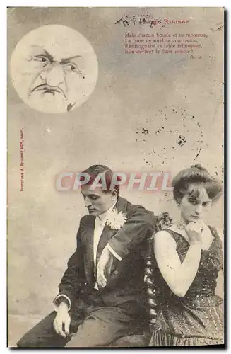 Cartes postales Fantaisie Femme Lune rousse