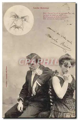 Cartes postales Fantaisie Femme Lune Rousse