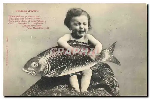 Ansichtskarte AK Fantaisie Enfant Poisson d&#39avril