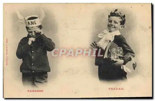 Cartes postales Fantaisie Enfant Paresse Travail