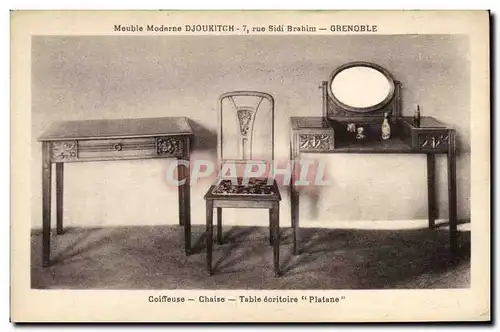 Cartes postales Meuble moderne Djoukitch Rue Sidi Brahim Grenoble Coiffeuse Chaise Table ecritoire Platane Coiff