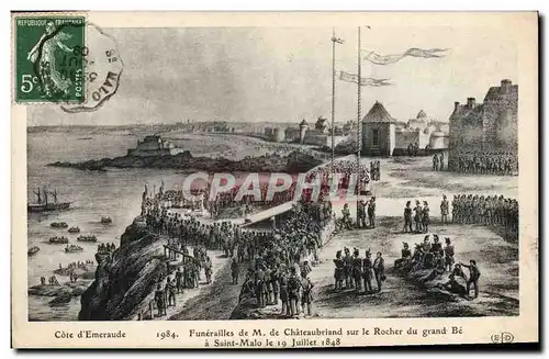 Ansichtskarte AK Funerailles de M de Chateaubriand sur le rocher du Grand Be a Saint Malo 1848