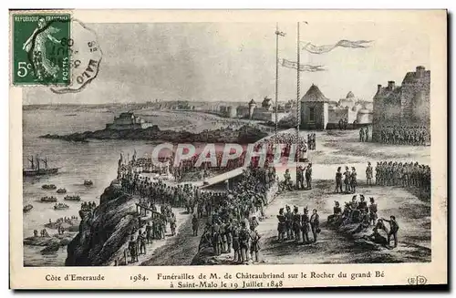Cartes postales Funerailles de M de Chateaubriand sur le rocher du Grand Be a Saint Malo 1848