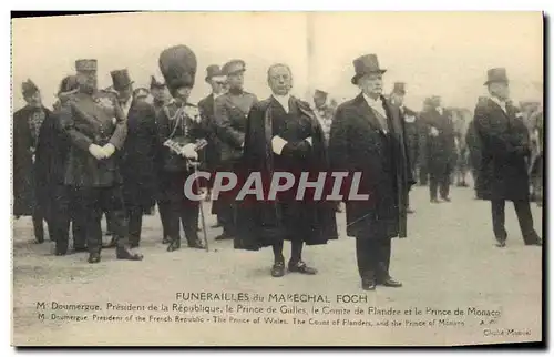 Cartes postales Funerailles du Marechal Foch M Doumergue President de la Republique Le Prince de Galles Le Comte