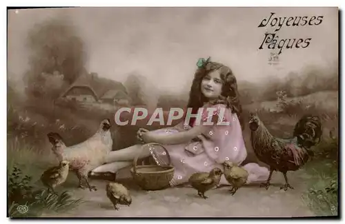 Cartes postales Enfant Poule Coq Poussins Paques