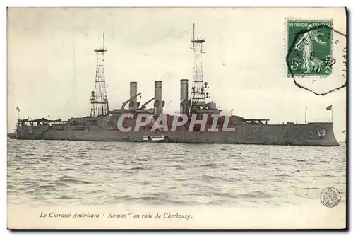 Ansichtskarte AK Bateau le cuirasse americain Kansas en rade de Cherbourg