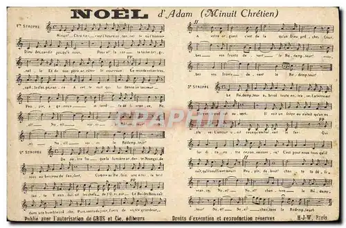 Cartes postales Noel d'Adam Minuit chretien