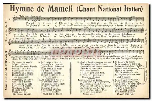 Cartes postales Hymne de Mameli Chant national italien Italie Italia Novaro