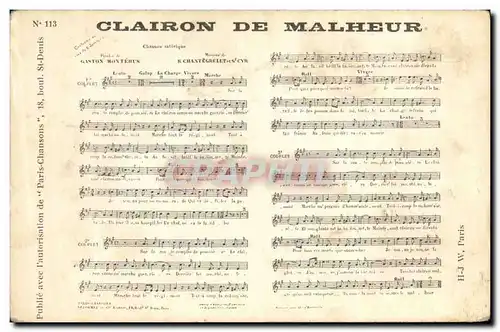 Cartes postales Clairon du malheur