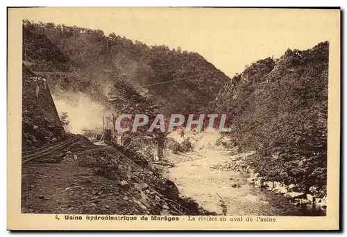 Cartes postales Electricite Usine hydroelectrique de Mareges La riviere en aval de l&#39usine