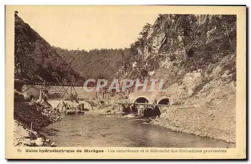 Cartes postales Electricite Usine hydroelectrique de Mareges Les batardeaux et le debouche des derivations provi