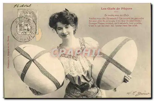 Cartes postales Fantaisie Femme Les oeufs de Paques