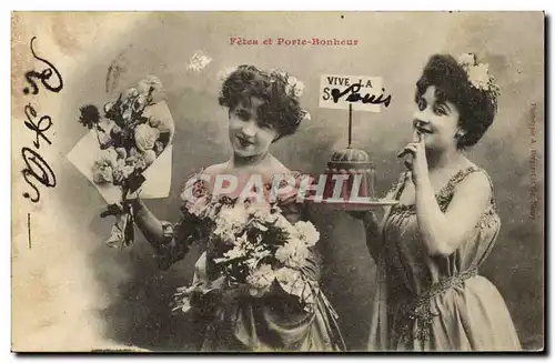 Cartes postales Fantaisie Femme Fetes et Porte Bonheur