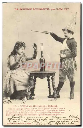 Cartes postales Fantaisie Enfants La science amusante par Tom Tit L&#39oeuf de Christophe Colomb