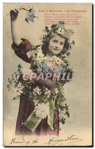 Cartes postales Fantaisie Enfant LEs 4 Saisons Le Printemps