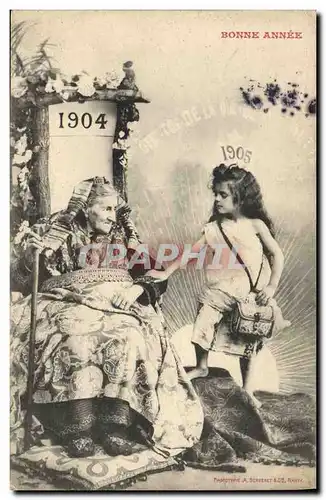 Cartes postales Fantaisie Femme Enfant Bonne annee 1904 1905