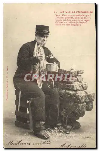 Cartes postales Fantaisie Le vin de l&#39ordinaire Militaria