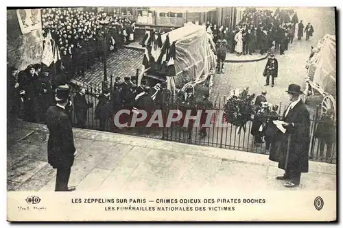 Ansichtskarte AK Les zeppelins sur Paris Les funerailles nationales des victimes