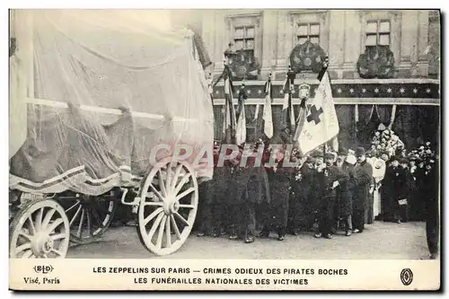 Ansichtskarte AK Les zeppelins sur Paris Les funerailles nationales des victimes