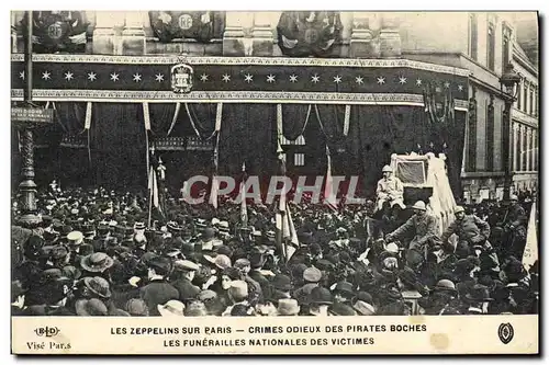 Ansichtskarte AK Les zeppelins sur Paris Les funerailles nationales des victimes