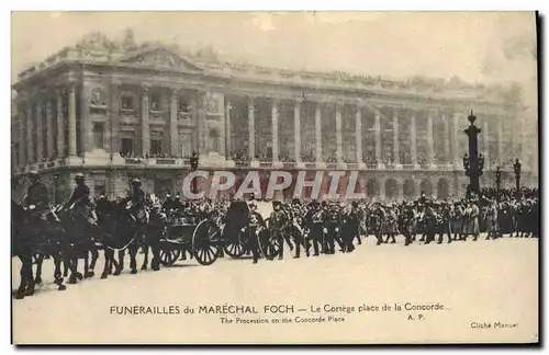Ansichtskarte AK Funerailles du Marechal Foch Le cortege place de la Concorde Paris