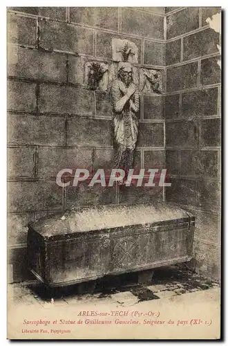 Cartes postales Arles sur Tech Sarcophage et statue de Guillaume Gaucelme