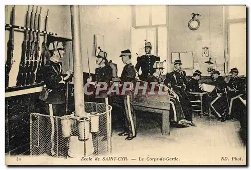 Cartes postales Ecole de Saint Cyr le corps de garde Militaria
