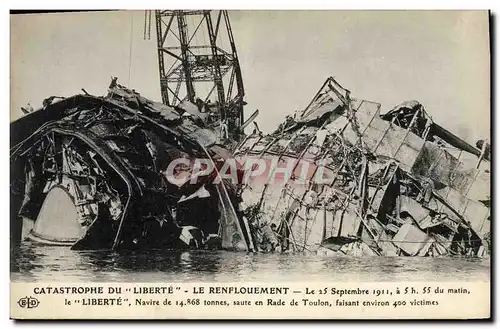 Cartes postales Bateau Catastrophe du Liberte Le renflouement