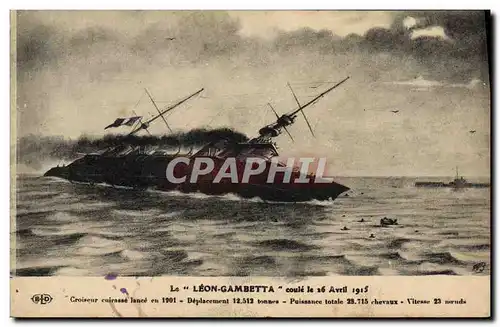 Ansichtskarte AK Bateau Le Leon Gambetta coule le 26 avril 1915