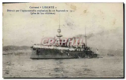 Cartes postales Bateau Cuirasse Liberte Detruit par l&#39epouvantable explosion