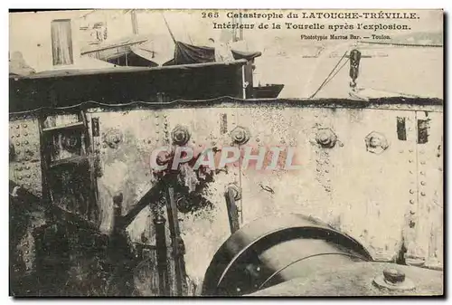 Cartes postales Bateau Catastrophe du Latouche Treville Interieur de la tourelle apres l&#39explosion