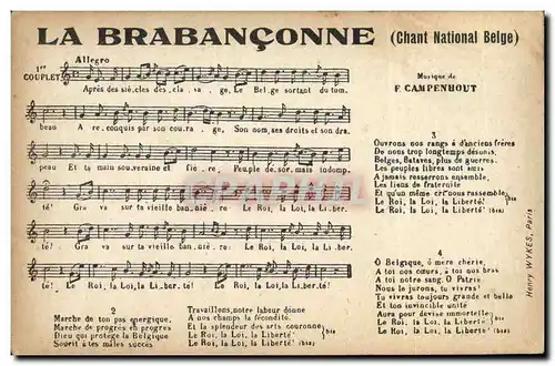 Cartes postales La Brabanconne Chant national Belge Campenuout