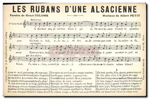 Cartes postales Les rubans d&#39une Alsacienne Henri Colomb Albert Petit