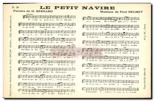 Cartes postales Le petit navire Bernard Paul Delmet