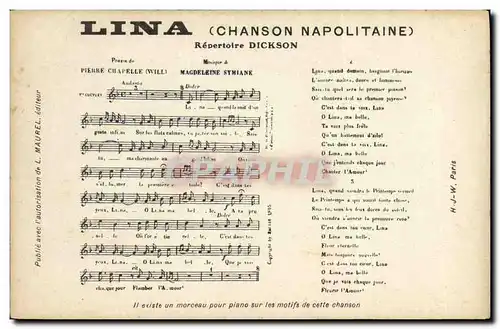 Cartes postales Lina Chanson napolitaine Dickson