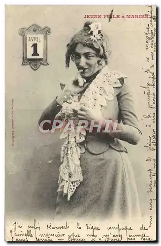 Cartes postales Fantaisie Femme Jeune fille a marier