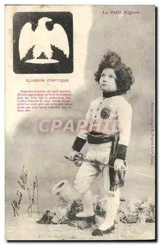 Ansichtskarte AK Fantaisie Enfant Le Petit Aiglon Illusion d&#39optique Aigle Napoleon