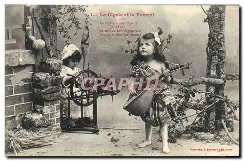 Cartes postales Fantaisie Enfant La cigale et la fourmi