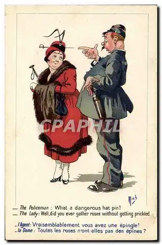 Cartes postales Fantaisie Illustrateur Mich Policeman Lady Police Policier